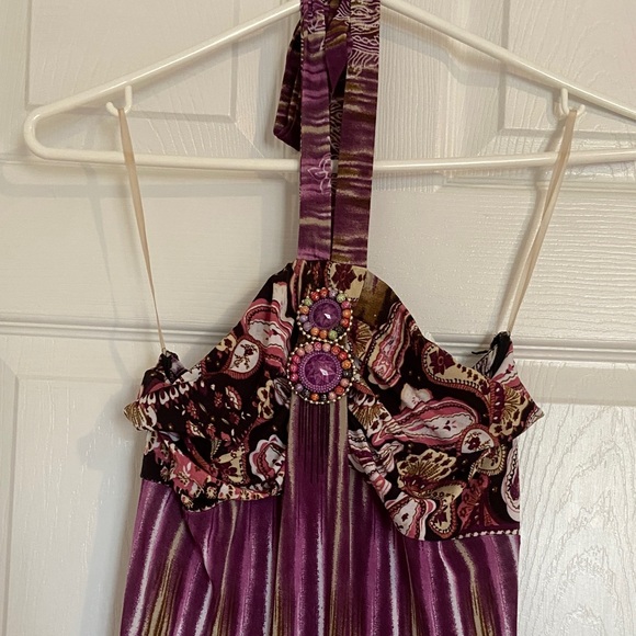 Chic Purple Patterned Maxi Dress - Picture 3 of 3
